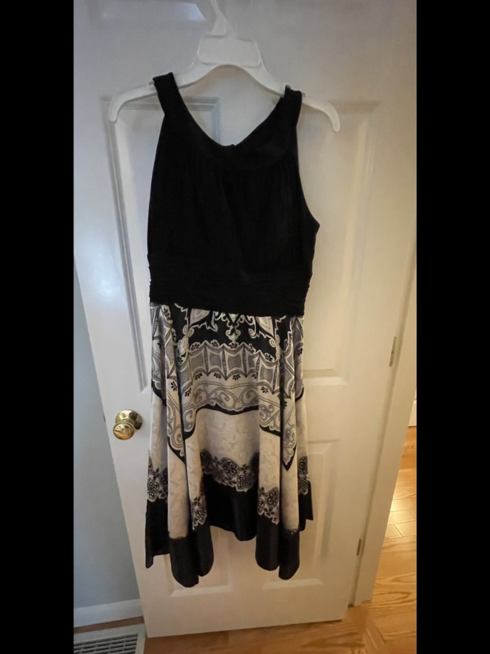 Dress, Black and White, Handkerchief Hem, size 16
